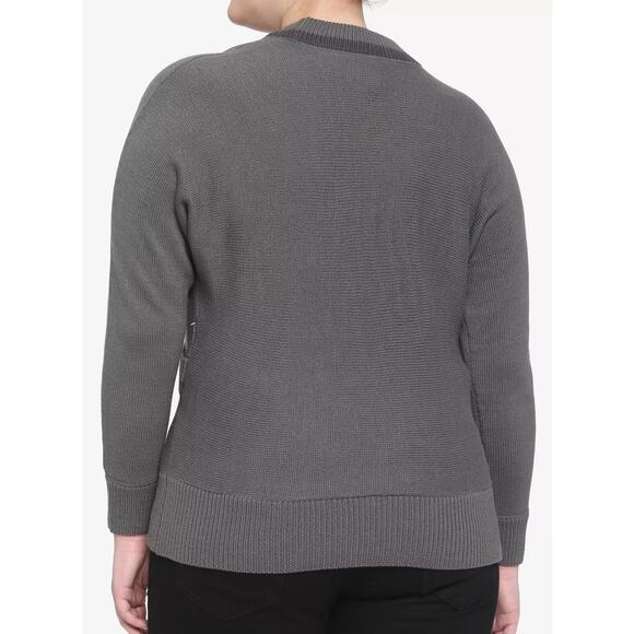 Hot Topic Plus Size 2 Outlander Crowned Thistle Faux Wrap Crossover Knit Sweater - Picture 3 of 3